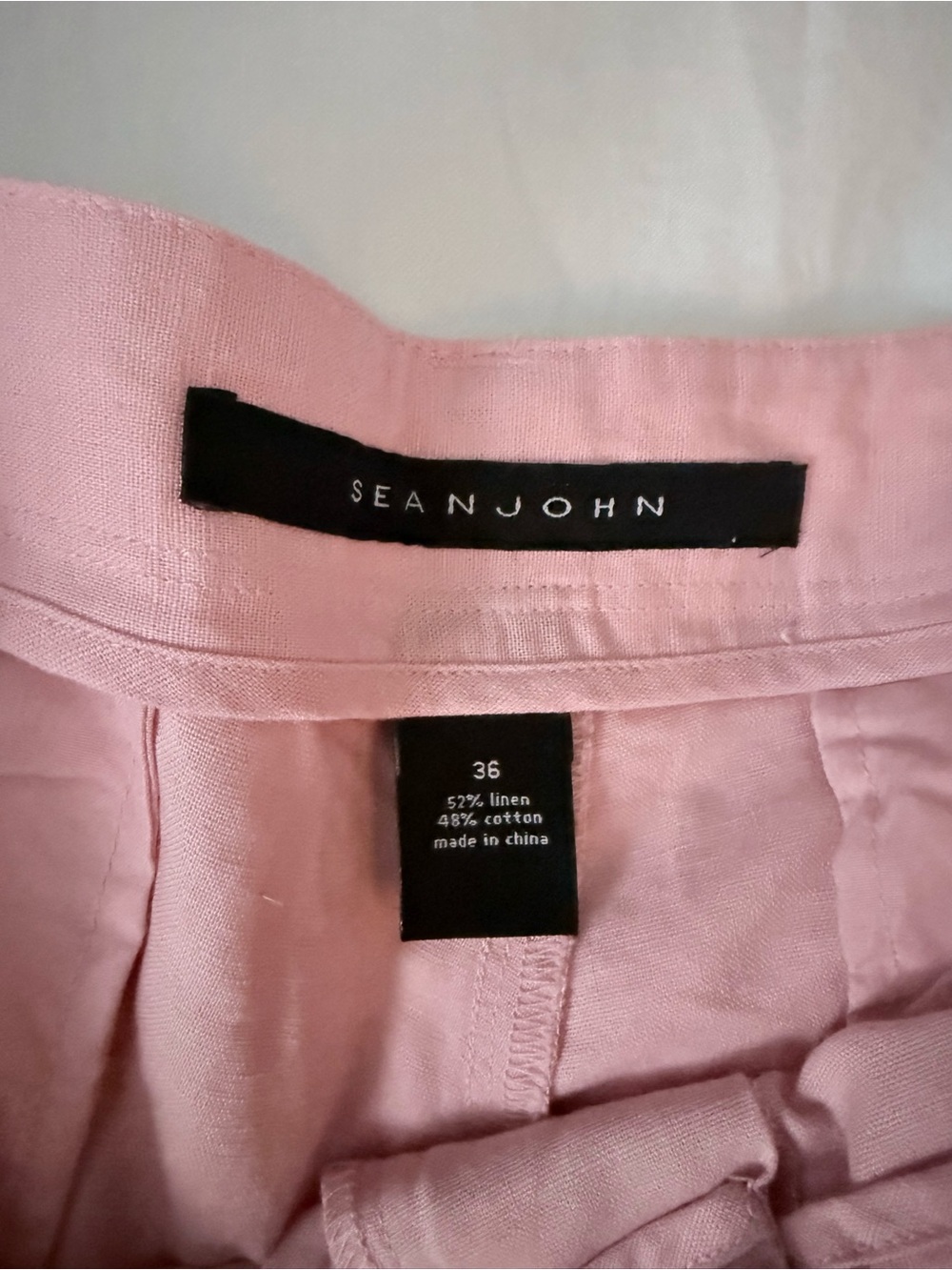 Sean John Pastel Pink Linen-Cotton Shorts